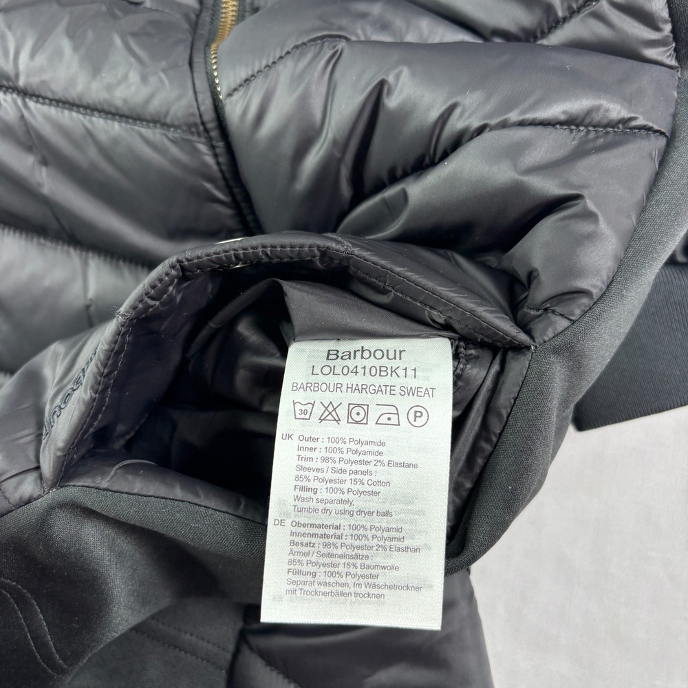 Barbour Jacket Womens Size 6 Black Quilted Hargate Sweat Full Zip Coat - Picture 10 of 12